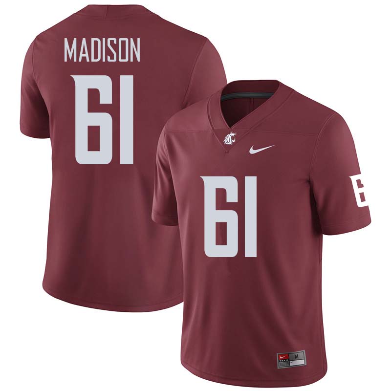 Men #61 Cole Madison Washington State Cougars College Football Jerseys Sale-Crimson